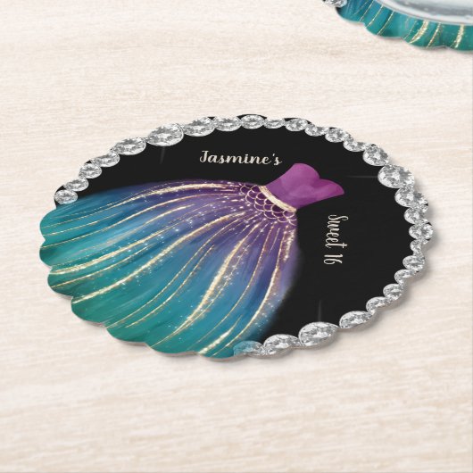 Girls Sweet 16 Ombre Kleid und Rhinestones Untersetzer (angewinkelt)