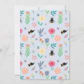 Girls Sweet Bee Wildflower Wild and Three Birthday Einladung (Rückseite)