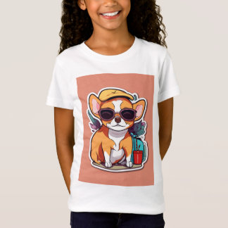 Girl's T-Shirt mit charmantem Welpenbild