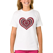 Girls T - Shirt mit Retro-Rotes Herz
