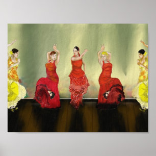 Girls tanzen Flamenco Bühne Pinacoteca comunale Poster