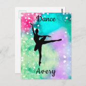 Girls tanzen Wasserfarbe mit schwebenden Herzen Postkarte (Vorne/Hinten)