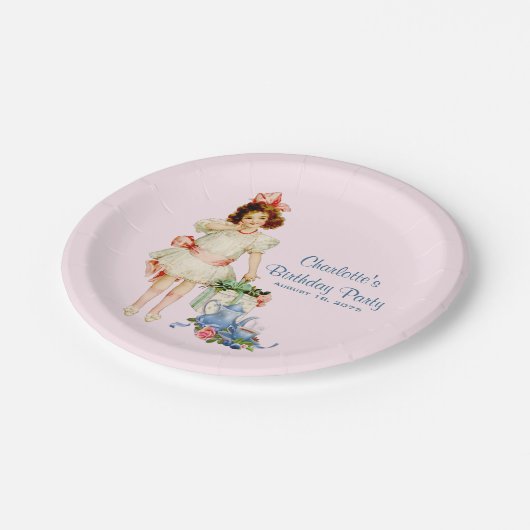 Girls Tea Party Pappteller (Schrägansicht)