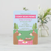 Girls Teddy Bear Picnic Banner Einladung zum Gebur (Stehend Vorderseite)