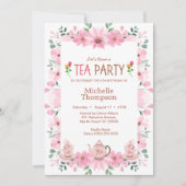 Girls Tee Party 5. Geburtstag Einladung (Vorderseite)