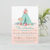 Girls TeePee Baby Shower Einladungen (Stehend Vorderseite)
