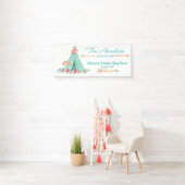 Girls TeePee Boho Tribal Baby Shower Banner (Insitu)