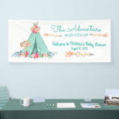 Girls TeePee Boho Tribal Baby Shower Banner (Messe)