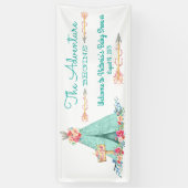 Girls TeePee Boho Tribal Baby Shower Banner (Vertikal)