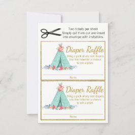 Girls TeePee Diaper Raffle Tickets