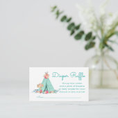 Girls Teepee Diaper Raffles Tickets Begleitkarte (Stehend Vorderseite)