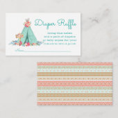 Girls Teepee Diaper Raffles Tickets Begleitkarte (Vorne/Hinten)