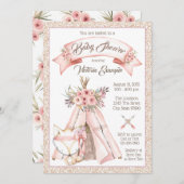 Girls TeePee Fox Tribal Baby Shower Einladungen (Vorne/Hinten)