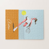 Girl's Tennis Player Cartoon Illustration & Name Puzzle (Horizontal)