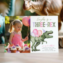 Girl's Three-Rex Dinosaurier Einladung zum Geburts