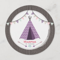 Girls Tipi Geburtstagsparty Runde Einladen Rosa Li
