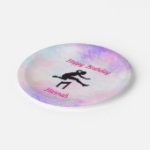 Girls Track & Field Happy Birthday Balloons Pappteller (Schrägansicht)