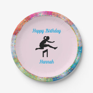 Girls Track & Field Happy Geburtstagspapier Plate Pappteller