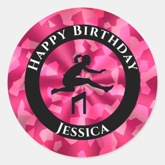 Girls Track & Field Pink Camouflage Runder Aufkleber (Vorderseite)