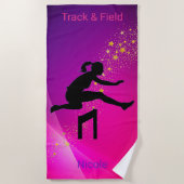 Girls Track & Field Pink & Lila Gold Stars Strandtuch (Vorderseite)