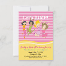 Girls Trampolin Geburtstagsparty Einladung