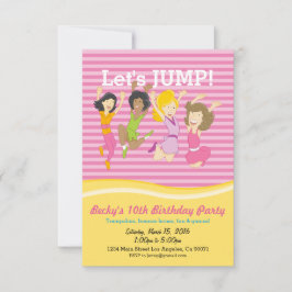 Girls Trampolin Geburtstagsparty Einladung