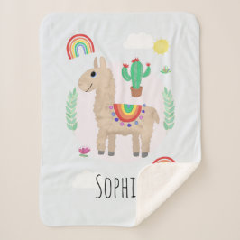 Girls Trendy und Modern Rainbow Llama Alpaca Sherpadecke