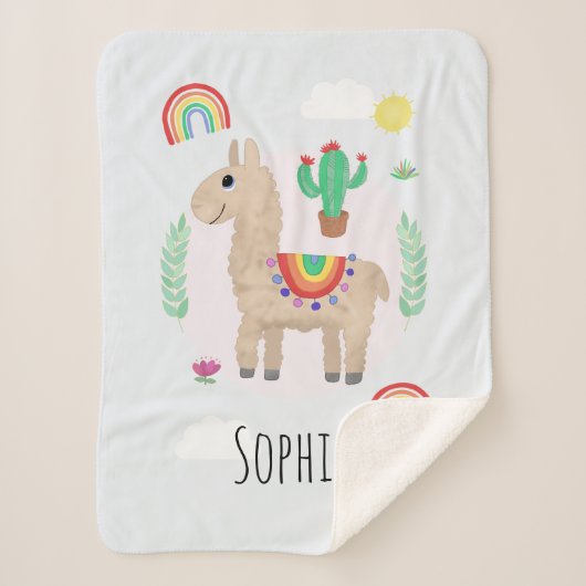 Girls Trendy und Modern Rainbow Llama Alpaca Sherpadecke (Vorderseite)