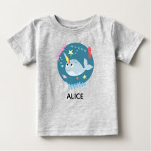 Girls Trendy und Niedlich Rainbow Narwhal und Name