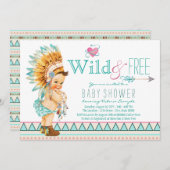 Girls Tribal Baby Dusche Einladung (Vorne/Hinten)