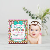 Girls Tribal Erster Geburtstag Party Einladung (Stehend Vorderseite)