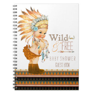 Girls Tribal Wild und Free Baby Shower Gästebuch Notizblock