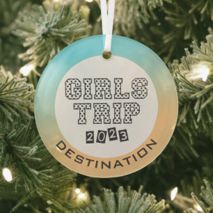 Girls Trip 2023 Urlaub Tropische Strahlen Custom Ornament Aus Glas