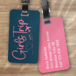 Girl's Trip 2024 Flugzeug Blue Pink Gepäckanhänger<br><div class="desc">Mit diesem personalisierten Design,  das sich perfekt für Reisende eignet,  können Sie Ihr Gepäck auftanken</div>