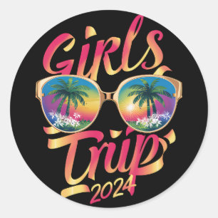 Girls Trip 2024 Summer Beach Vacation 2024 Runder Aufkleber