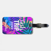 Girls Trip 20XX, tropisch farbenfroh, schwarze Fra Gepäckanhänger (Rückseite horizontal)