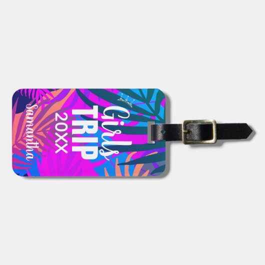 Girls Trip 20XX, tropische Blätter Gepäckanhänger (Vorderseite horizontal)