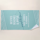 Girls Trip Besties Strände Booze Editable Text Strandtuch (Vorderseite)