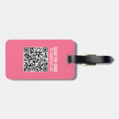 Girl's Trip Blue Pink Calligraphy QR Code Gepäckanhänger (Rückseite horizontal)