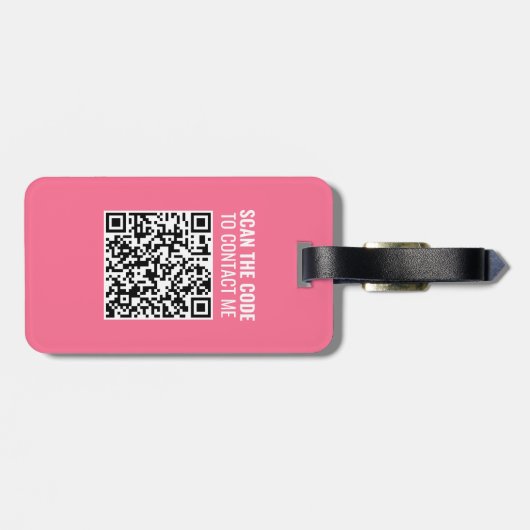 Girl's Trip Blue Pink Calligraphy QR Code Gepäckanhänger (Rückseite horizontal)