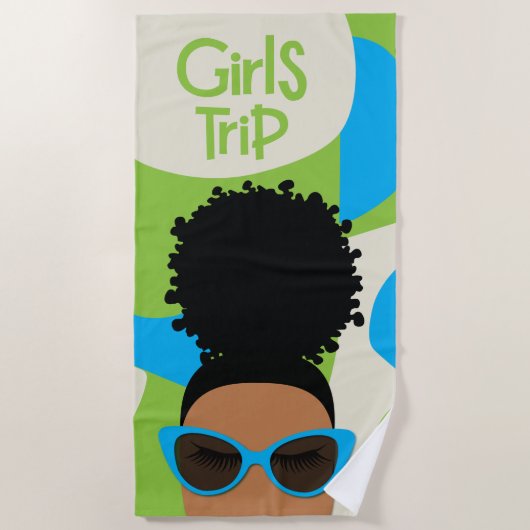 Girls Trip Blue und Green Beach Towel Strandtuch (Vorderseite)