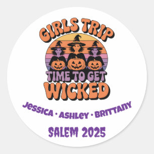 Girls Trip Hexe Halloween Retro Runder Aufkleber