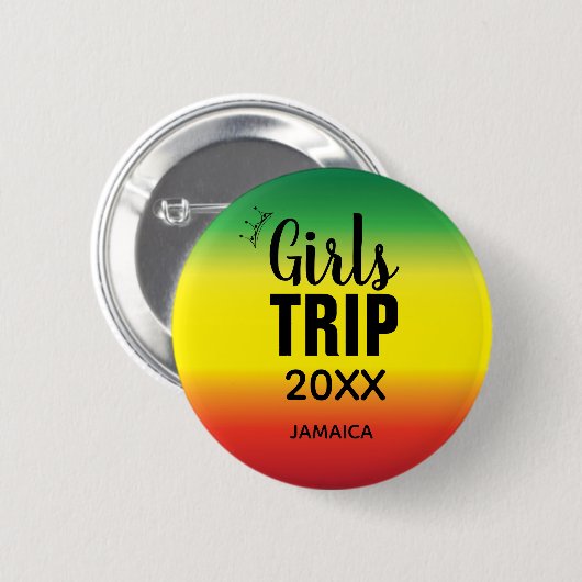 Girls Trip mit Crown Year & Name Green Yellow Red Button (Vorne & Hinten)