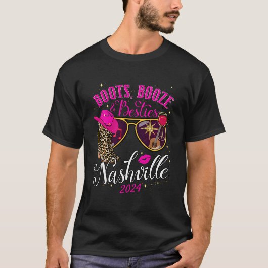 Girls Trip Nashville 2024 Boots Booze Besties Week T-Shirt (Vorderseite)