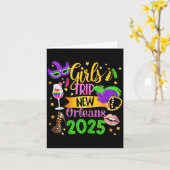 Girls Trip New Orleans 2025 Mardi Gras Mask Beads Karte (Gelbe Blume)