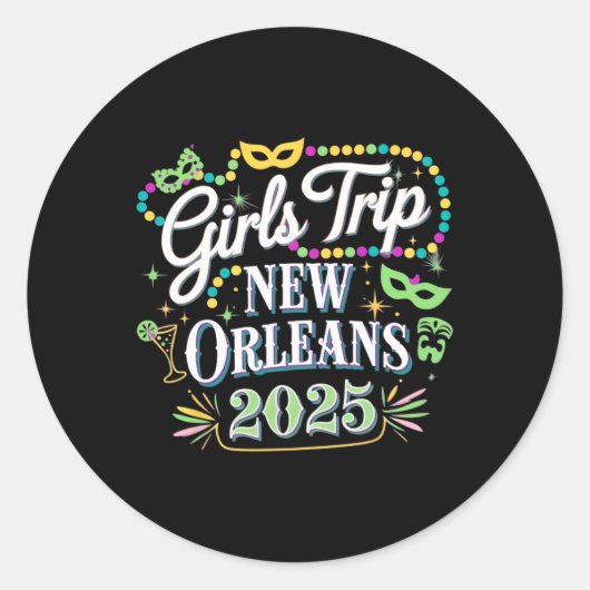 Girls Trip New Orleans 2025 Mardi Gras Runder Aufkleber (Vorderseite)