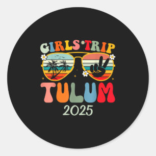 Girls Trip Tulum 2025 Summer Beach Weekend Vacatio Runder Aufkleber