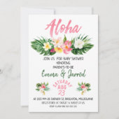 Girls Tropical Floral Baby Dusche Einladung (Vorderseite)