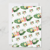 Girls Tropical Floral Baby Dusche Einladung (Rückseite)