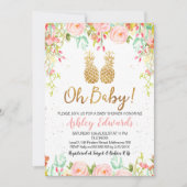 Girls Tropical Floral Baby Dusche Einladung (Vorderseite)